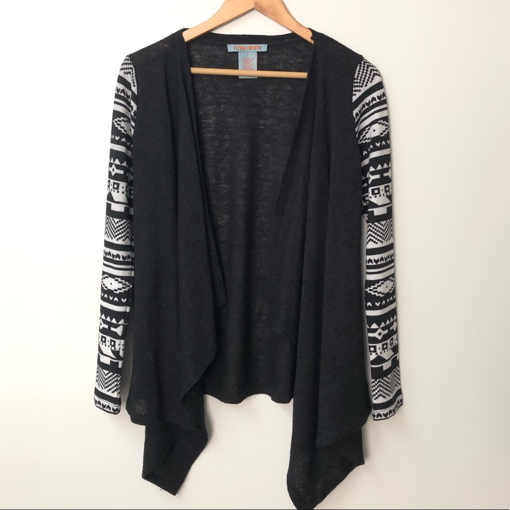 Flying Tomato black boho sweater wrap Small